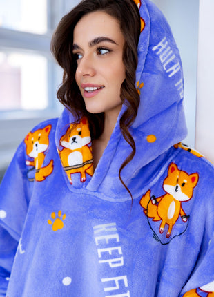 Coperta con cappuccio viola per cani