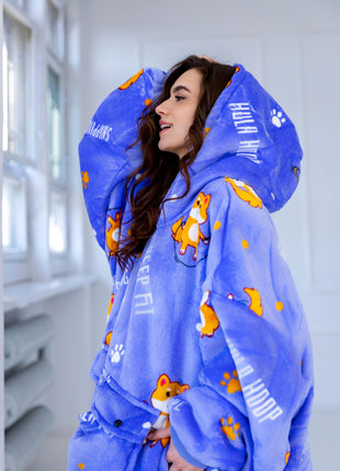 Coperta con cappuccio viola per cani