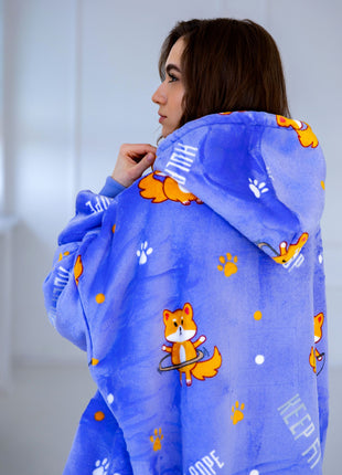 Coperta con cappuccio viola per cani