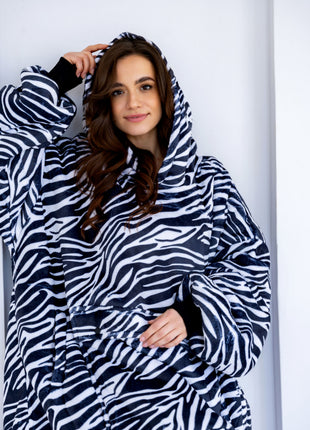 Coperta con cappuccio zebra
