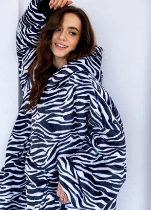 Coperta con cappuccio zebra