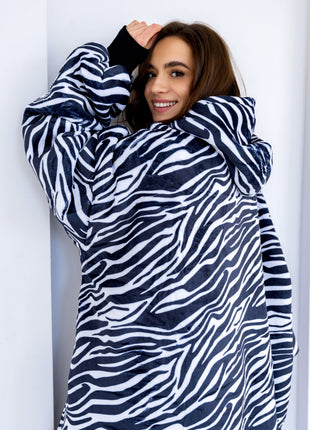 Coperta con cappuccio zebra