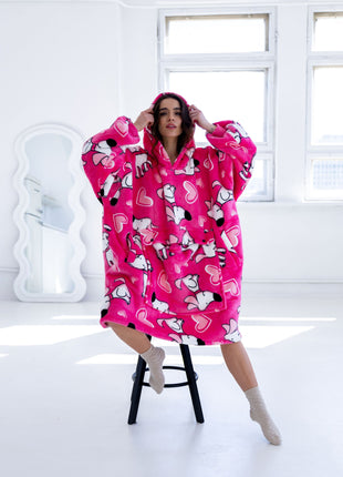 Coperta con cappuccio Sweet Dog Hearts